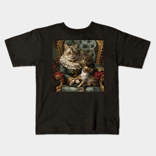 Victorian Pussy with Pets Kids T-Shirt